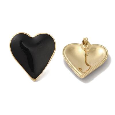 Heart 304 Stainless Steel Enamel Stud Earrings for Women