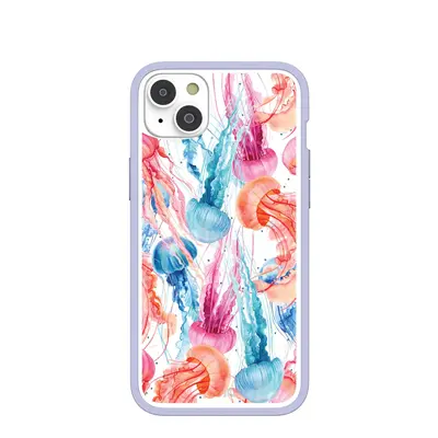 Clear Jellyfish iPhone 14 Plus Case With Lavender Ridge