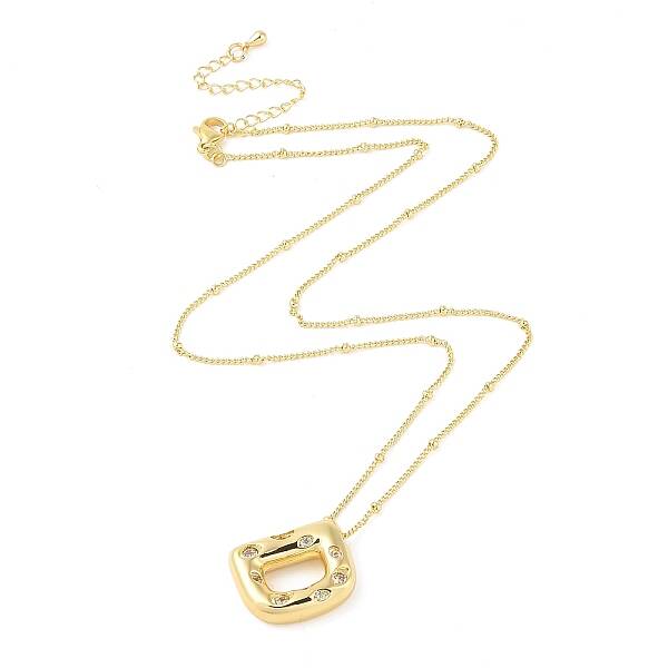 Brass Micro Pave Clear Cubic Zirconia Pendant Necklaces