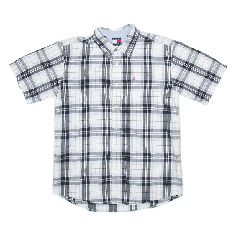 TOMMY HILFIGER Mens Shirt White Check L