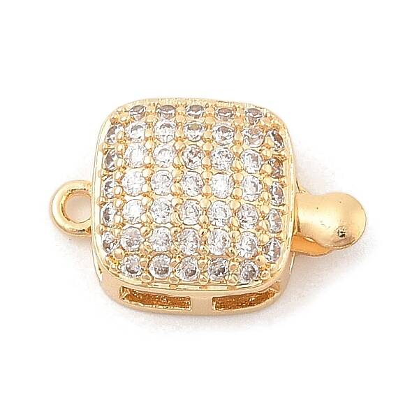 Brass Micro Pave Clear Cubic Zirconia Box Clasps