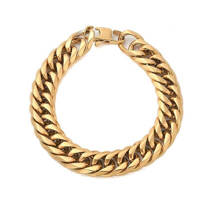 Ion Plating(IP) 304 Stainless Steel Cuban Link Chain Bracelets for Men