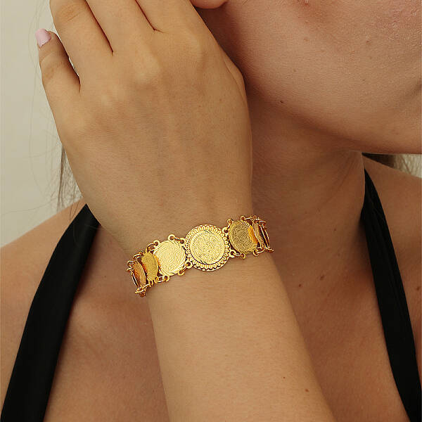 Elegant Brass Coin Ladies Link Chain Bracelets for Women