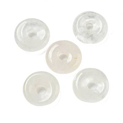 Natural Quartz Crystal Rock Crystal Donut/Pi Disc Charms