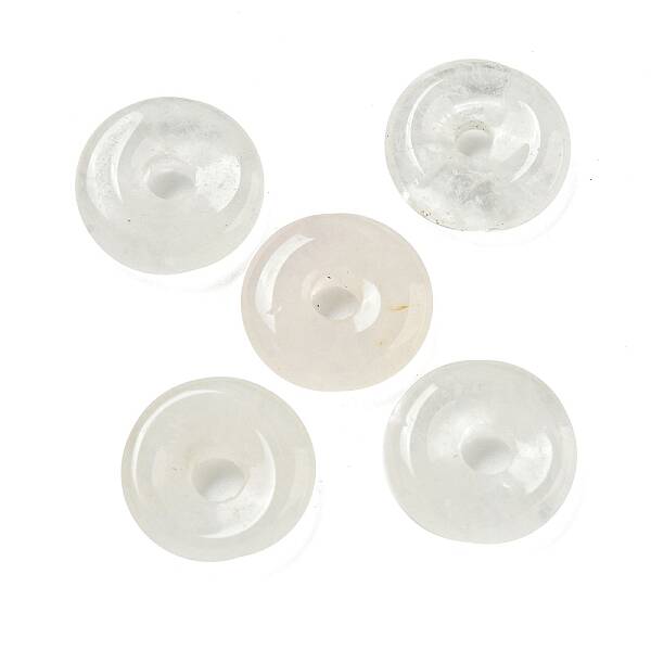 Natural Quartz Crystal Rock Crystal Donut/Pi Disc Charms