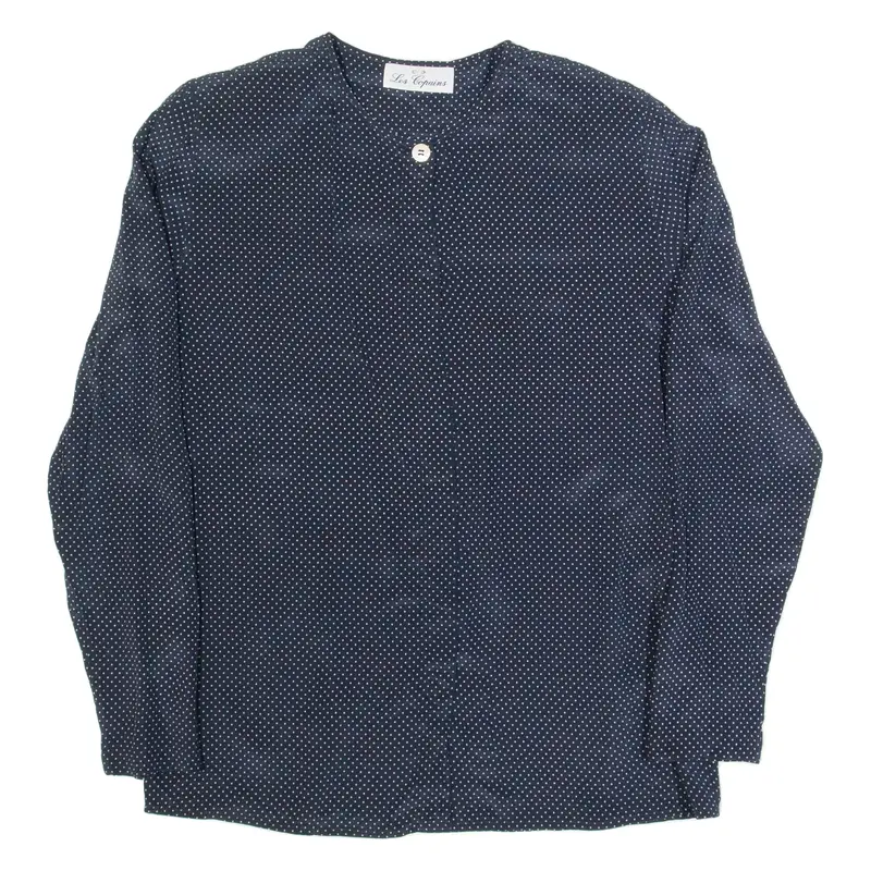 LES COPAINS Womens Printed Blouse Blue Long Sleeve Spotted M
