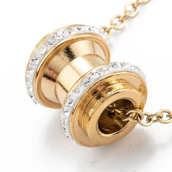 Clay Rhinestone Dumb-bells Beads Pendant Necklaces