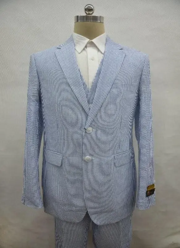 Seersucker-2BV Blue - Mens Modern Fit Suit