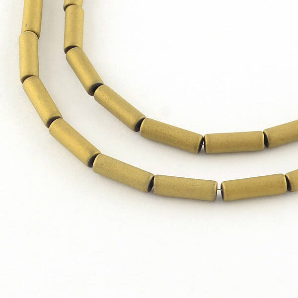 Tube Electroplate Non-magnetic Synthetic Hematite Bead Strands