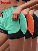 Women's 2 in 1 Quick Drying Gym Shorts, Breathable Comfortable Skinny Shorts, Ladies Sportswear for Gym Workout Running