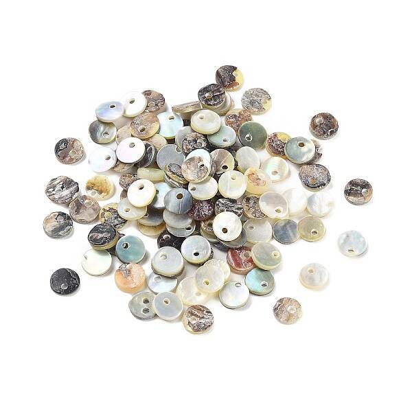Natural Akoya Shell Flat Round Charms