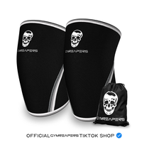 Gymreapers 7MM Knee Sleeves - Black/White Premium Compression for Knee Stability During Leg Workouts - Men & Women, IPF, IPL,...