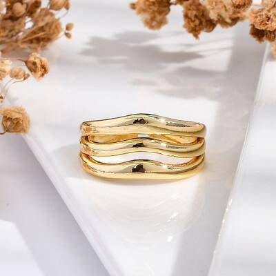 Rack Plating Brass Cuff Cubic Finger Rings for Women