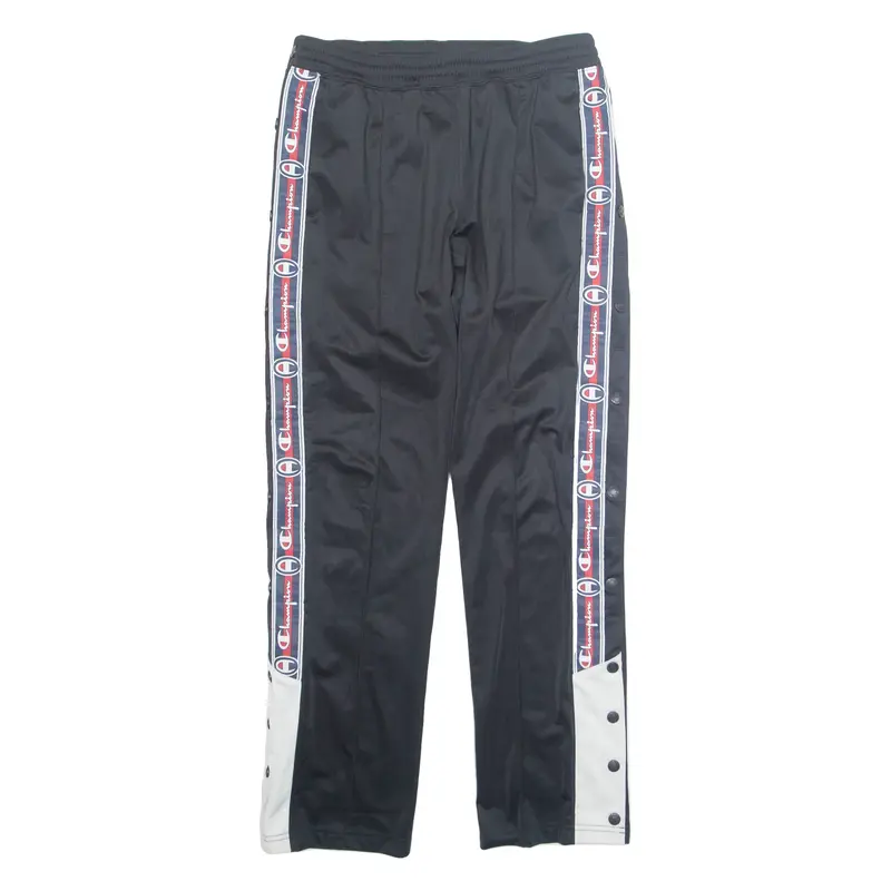 CHAMPION Side Poppers Mens Track Pants Black Straight S W29 L30