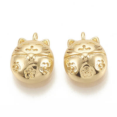 Brass Lucky Kitten Pendant Enamel Settings
