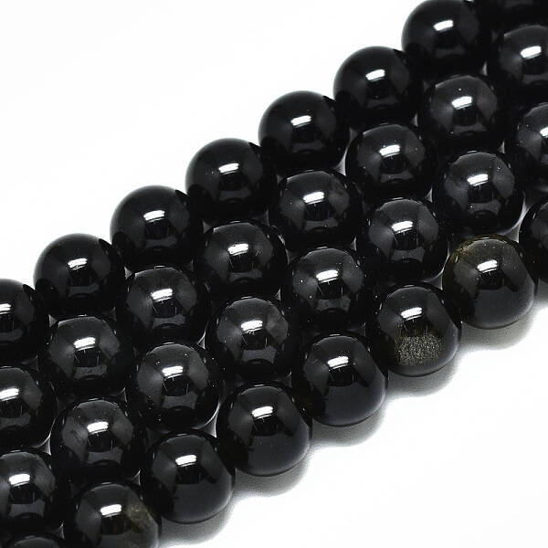 Natural Golden Sheen Obsidian Strands Beads