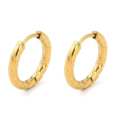 Ion Plating(IP) 304 Stainless Steel Textured Huggie Hoop Earrings