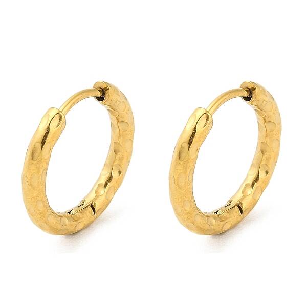 Ion Plating(IP) 304 Stainless Steel Textured Huggie Hoop Earrings