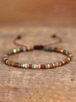 Turquoise Stone Beaded Bracelet, Gifts for Girlfriend, Adjustable Rope Bracelet for Women & Men, Fashion Elegant Jewelry Brac...