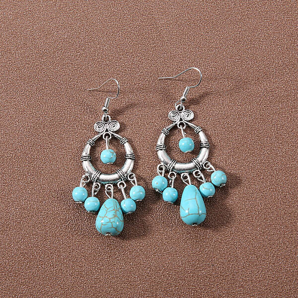 Bohemian tassel turquoise earrings