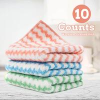 10 Counts Microfiber Cleaning Cloth, Extra-Gentle Absorbent Rags for Dish Washing, Kitchen Drying, and Household Cleaning, Ra...