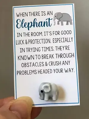 Cute Elephant Design Ceramic Charm, Mini Elephant Good Luck Charm with Encouragement Card, DIY Jewelry Accessories for Women ...