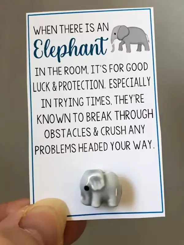 Cute Elephant Design Ceramic Charm, Mini Elephant Good Luck Charm with Encouragement Card, DIY Jewelry Accessories for Women ...
