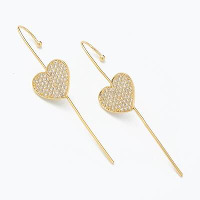 Brass Micro Pave Clear Cubic Zirconia Ear Wrap Crawler Hook Earrings