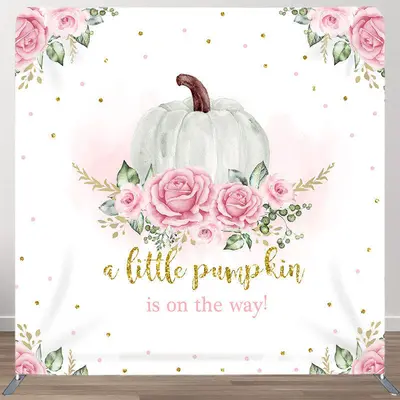 Aperturee Pumpkin On The Way Fabric Backdrop Cover for Baby Shower - Aperturee