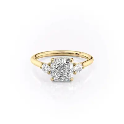 Sterling Silver with Yellow Gold Plated Round Moissanite Engagement Ring