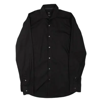 HUGO BOSS Mens Plain Shirt Black Long Sleeve L