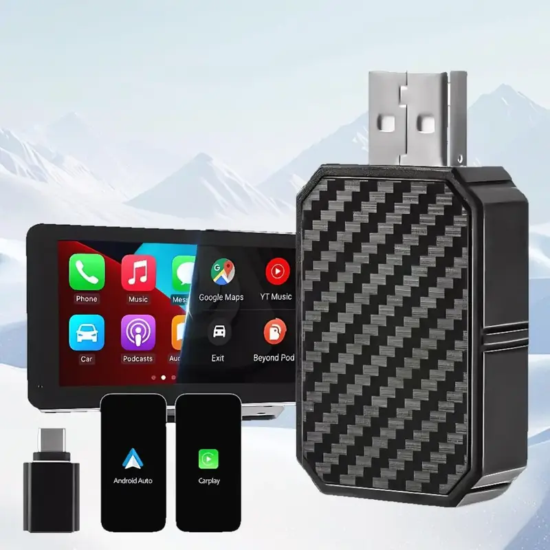 2024 Wireless Car Adapter, Plug & Play Car Adapter, for 2016 & Later Factory Wired CarPlay Cars, Car Essentials, Smart Car Ch...