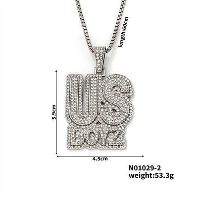 Hip-hop style Street Dance Alloy Crystal Rhinestone Alphabet US BOYZ Pendant Necklaces