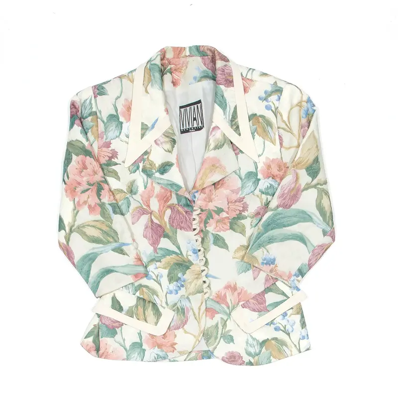 VIVIAN Blazer Jacket Cream Floral Womens S