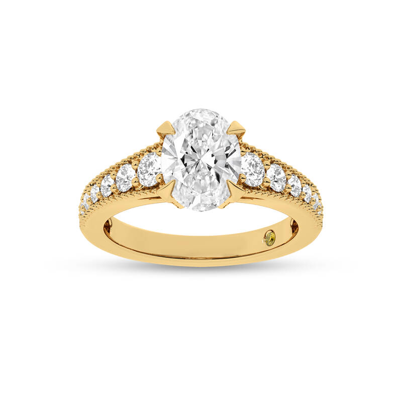 Pixie Tapered Milgrain Oval Lab Diamond Engagement Ring | 10K Yellow Gold 4 5/8 CT. TW.