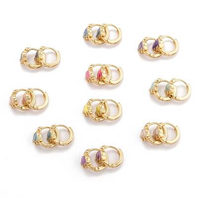 Brass Micro Pave Clear Cubic Zirconia Huggie Hoop Earrings