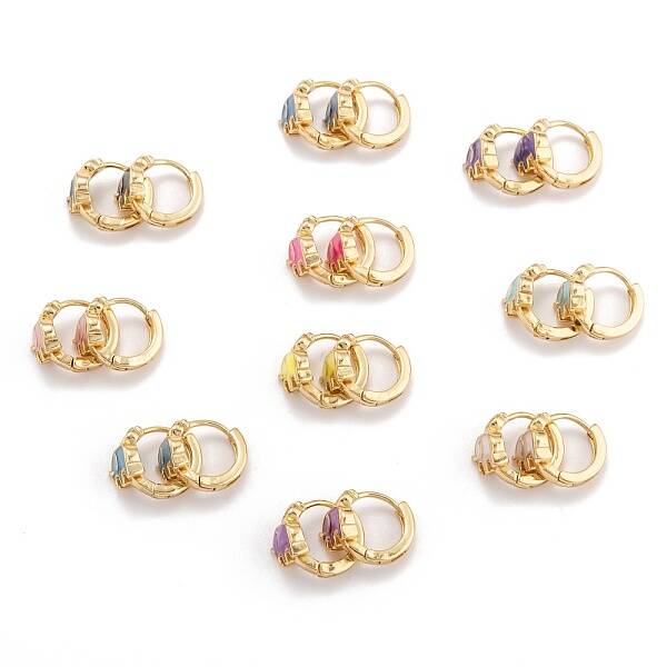 Brass Micro Pave Clear Cubic Zirconia Huggie Hoop Earrings