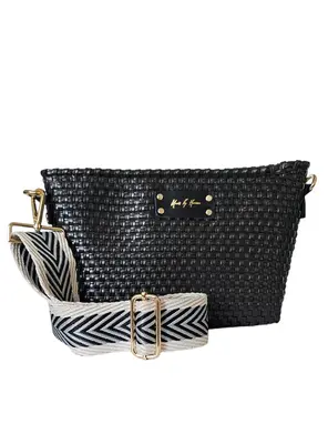 Victoria Crossbody Bag - Black Pearl | Color: Ivory Black Strap