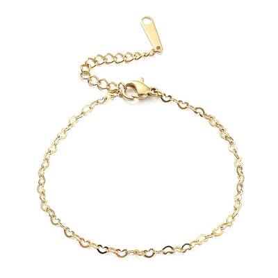 304 Stainless Steel Heart Link Chain Bracelet for Women