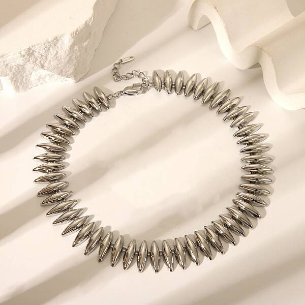 304 Stainless Steel Spiked Horse Eye Link Chain Necklaces for Women