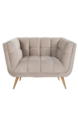 Khaki Velvet Box Armchair | OROA Huxley