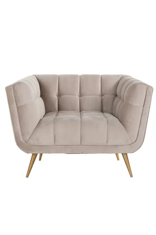 Khaki Velvet Box Armchair | OROA Huxley