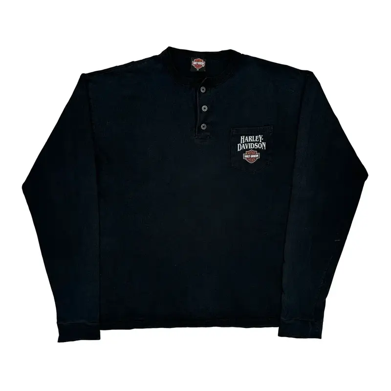 Harley Davidson Long Sleeve T-Shirt - 2XL Black Cotton