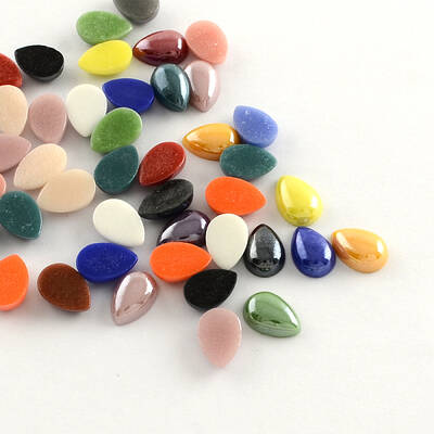 Pearlized Plated Opaque Glass Cabochons