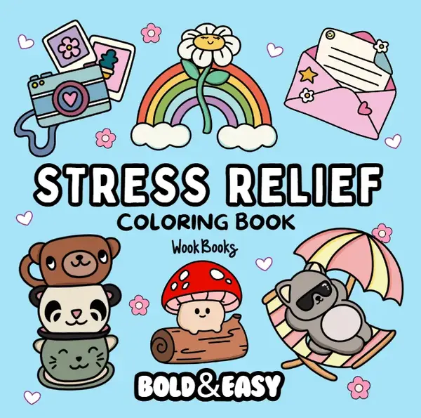 Stress Relief Coloring Book & Reusable Protective Sheet by Wook Books