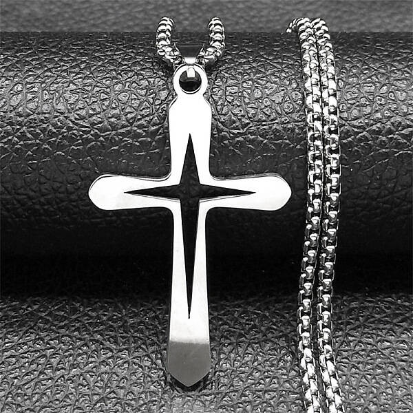 304 Stainless Steel Cross Pendant Necklaces