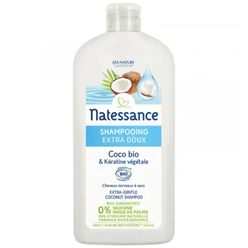 Natessance Coconut Shampoo Extra Sweet Bio and Organic Vegetable Keratin 500ml