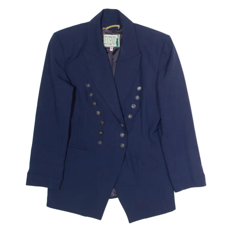 EXTENZO Womens Blazer Jacket Blue 90s UK 12