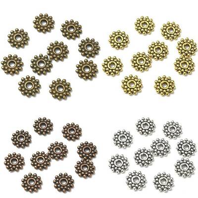 100Pcs 4 Colors Gear Tibetan Silver Alloy Spacer Beads