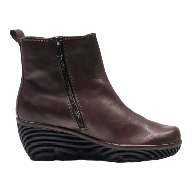 CLARKS Ankle Boots Brown Leather Womens UK 6